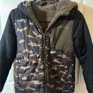 London Fog Kids' Black and Green Camouflage Puffer Jacket